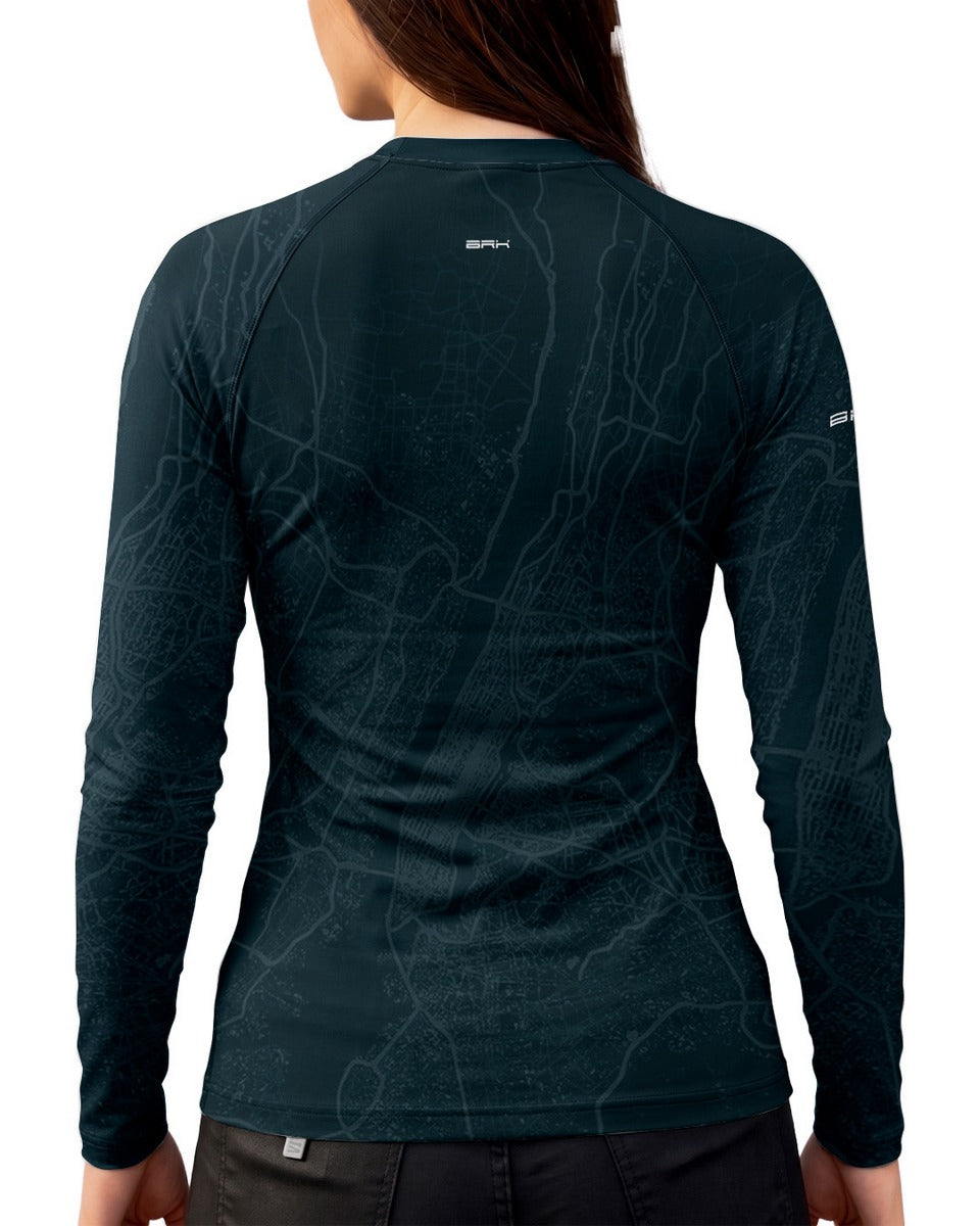 Camisa Feminina Brk Tiger 900 Urban Map Azul com Proteção UV50