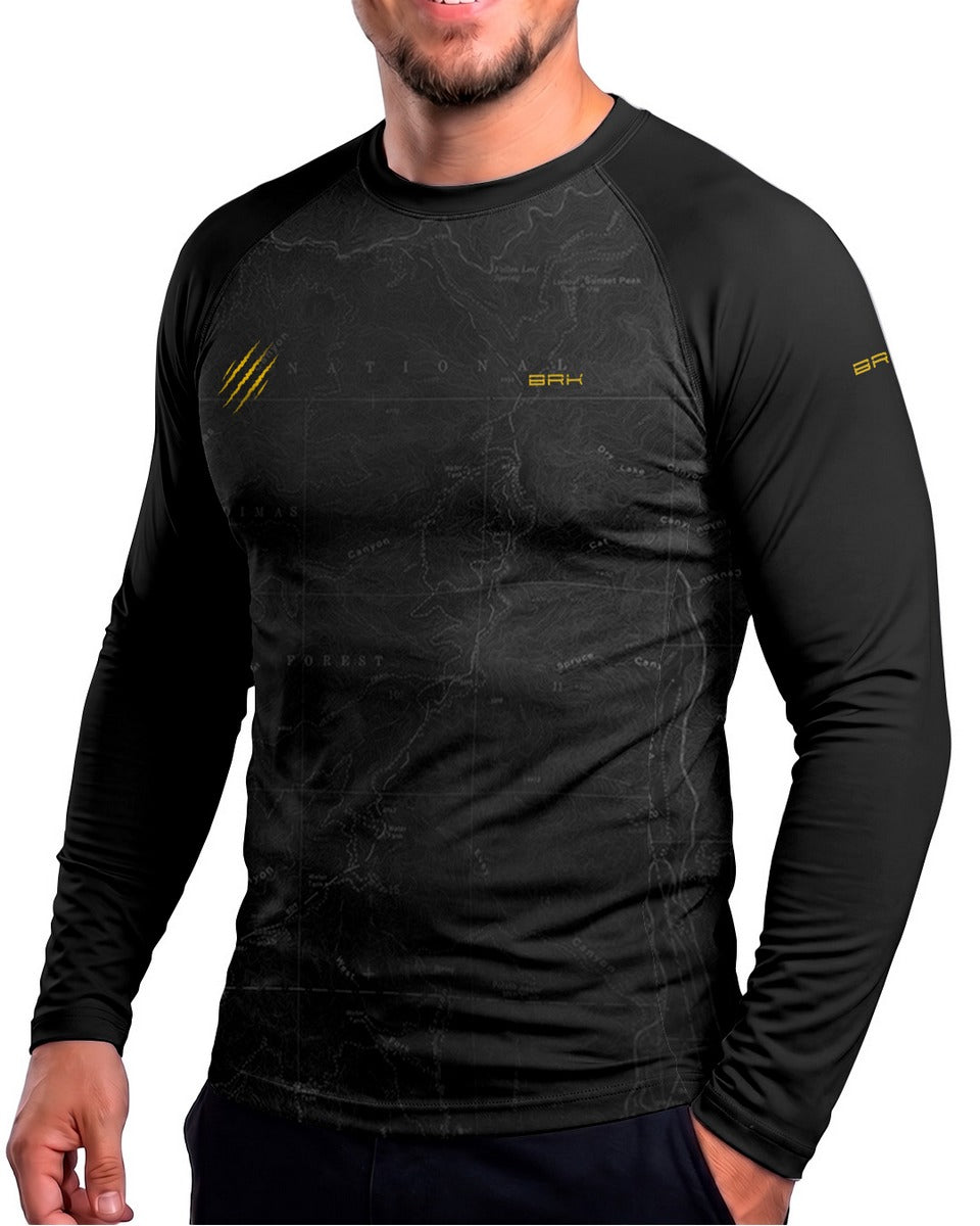 Camisa Brk Tiger 900 Topographic Preta com Proteção UV50