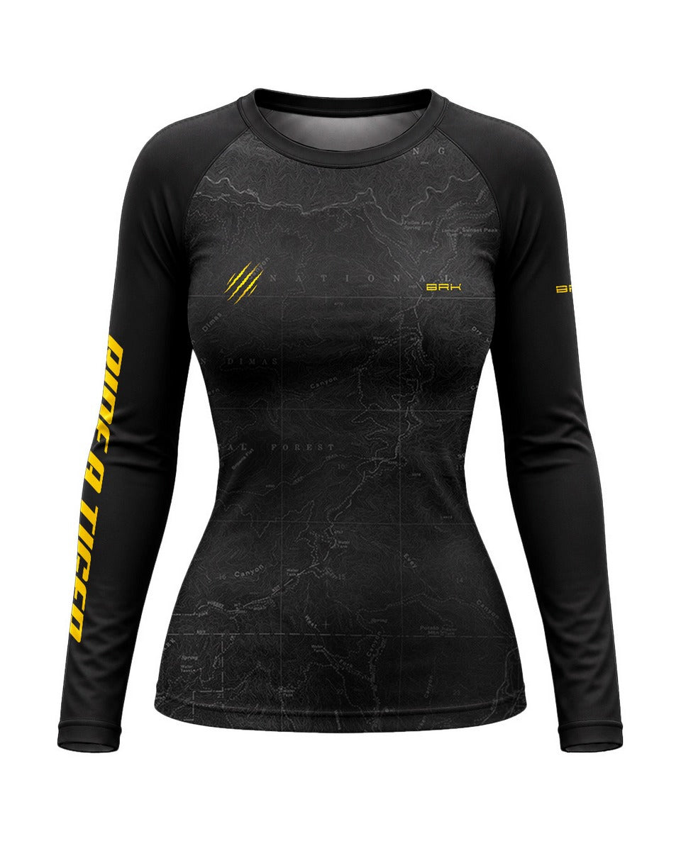 Camisa Feminina Brk Tiger 900 Topographic Preta com Proteção UV50