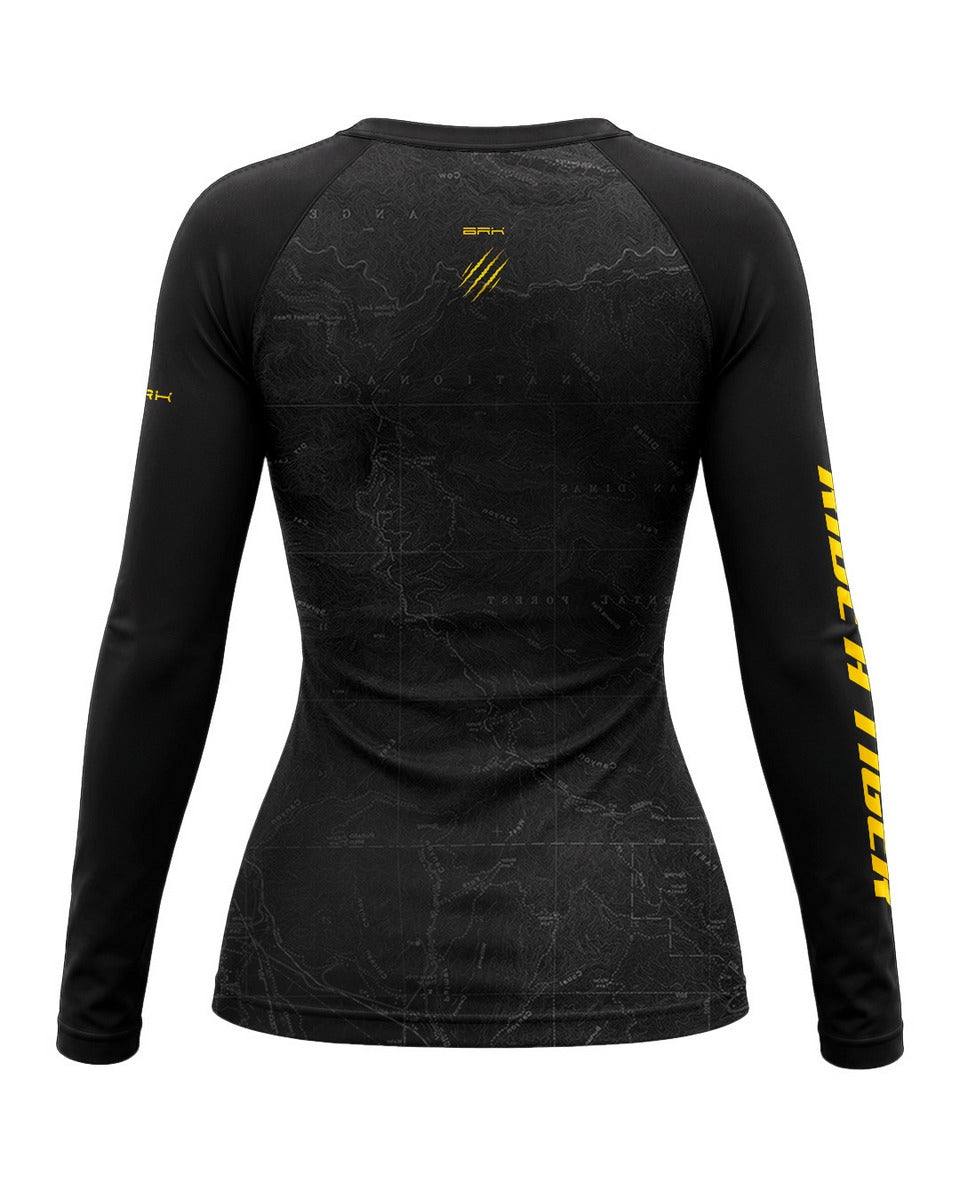 Camisa Feminina Brk Tiger 900 Topographic Preta com Proteção UV50