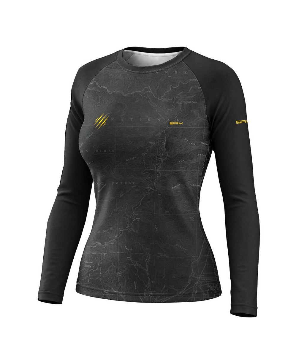 Camisa Feminina Brk Tiger 900 Topographic Preta com Proteção UV50