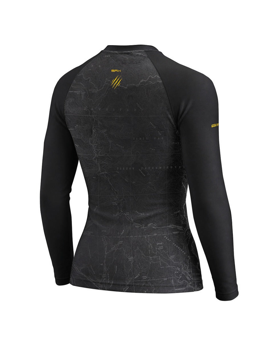 Camisa Feminina Brk Tiger 900 Topographic Preta com Proteção UV50