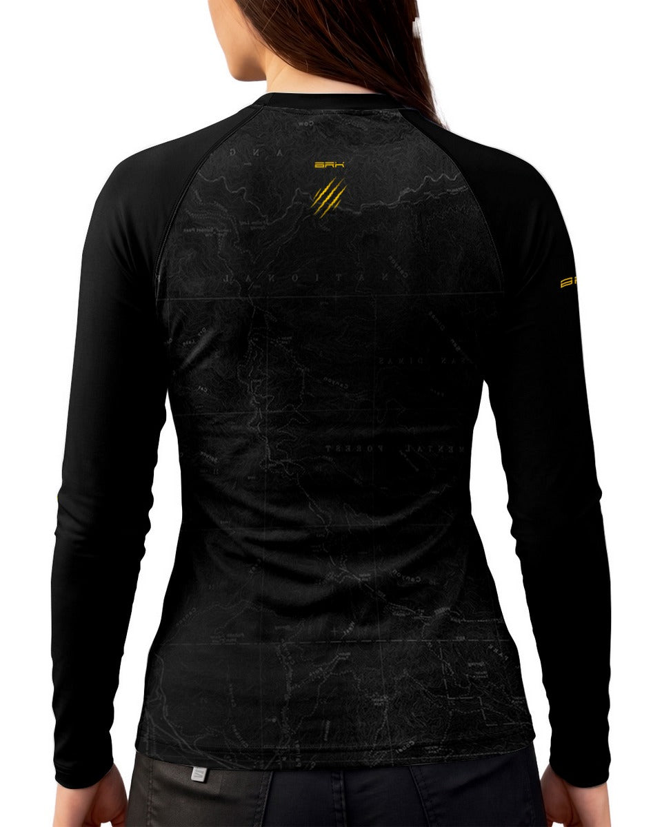 Camisa Feminina Brk Tiger 900 Topographic Preta com Proteção UV50