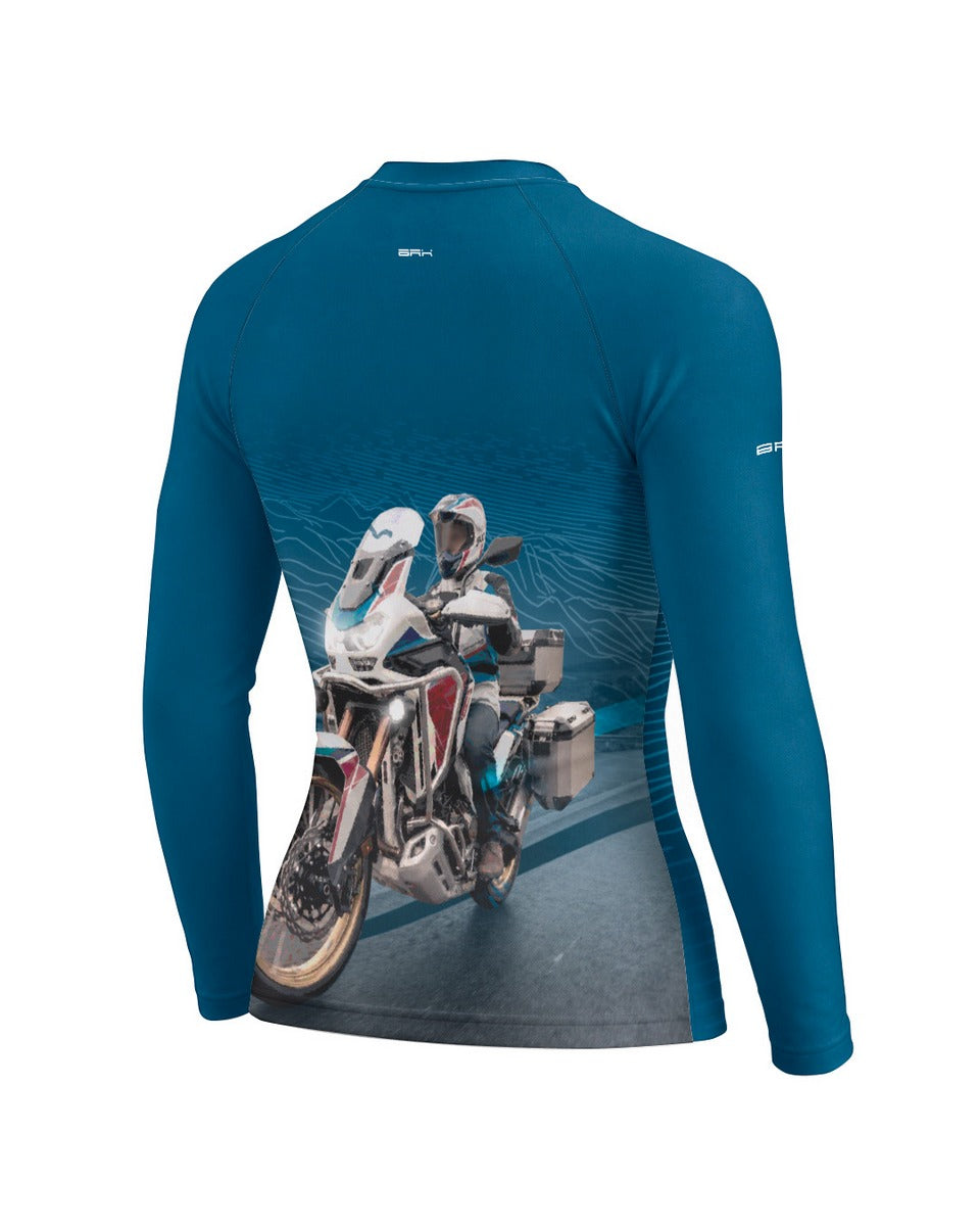 Camisa Feminina Brk Africa Twin 100L Azul com Proteção UV50