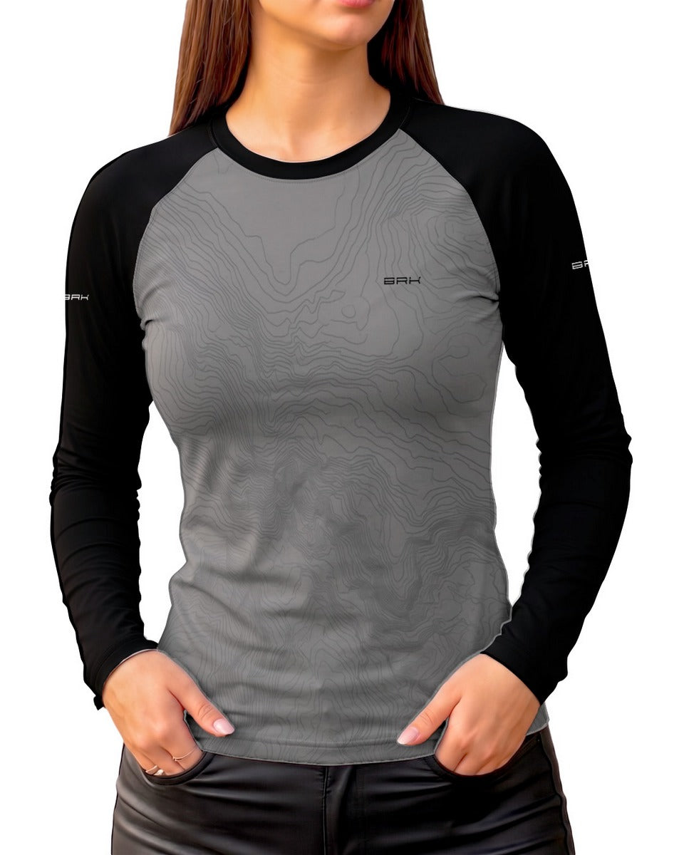 Camisa Feminina Brk Big Trail Adventure Cinza com Proteção UV50