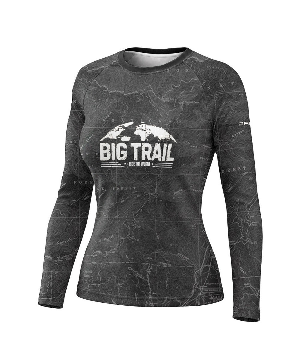 Camisa Motociclismo Feminina Brk Explore the World Preta com Proteção UV50