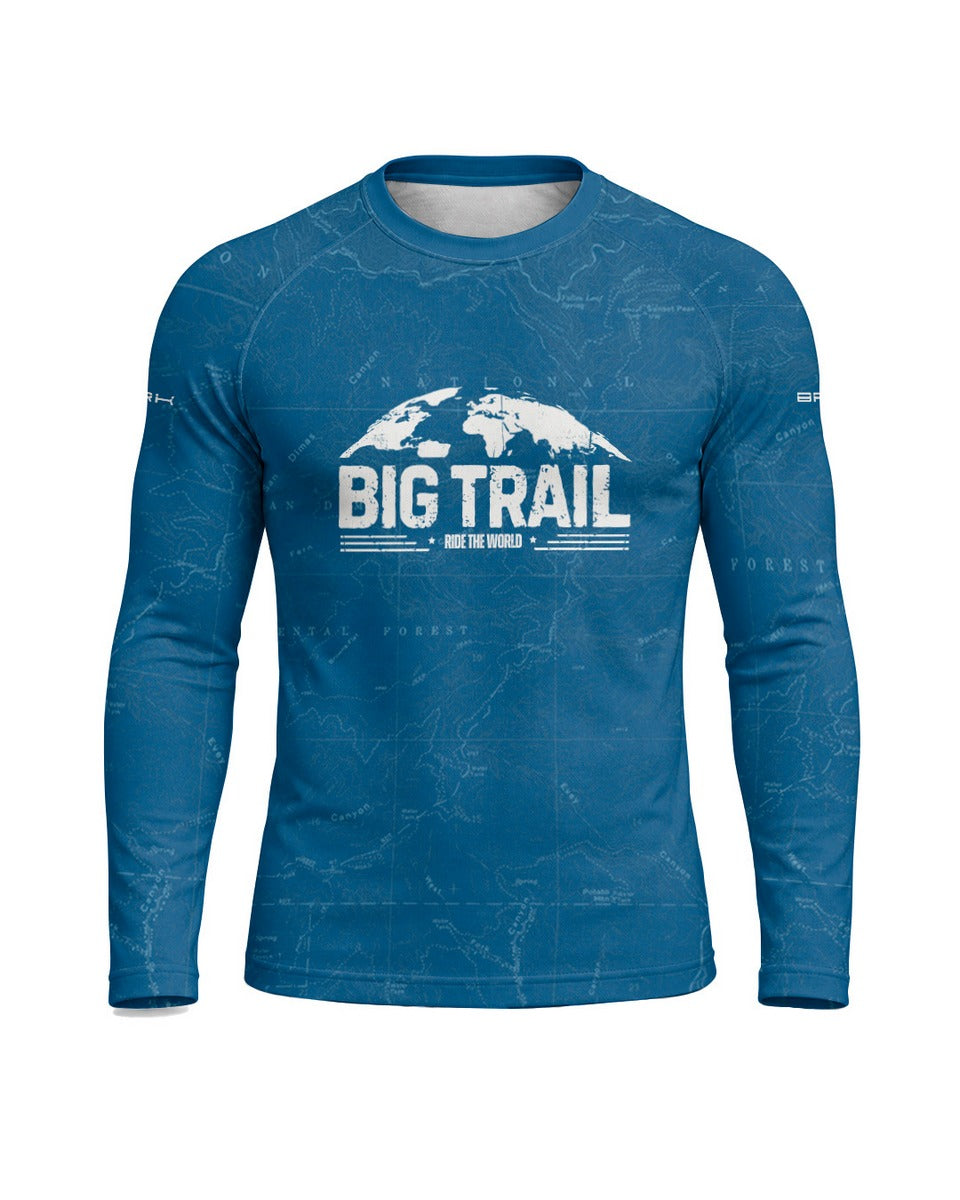 Camisa Motociclismo Brk Big Trail Explore the World Azul com Proteção UV50