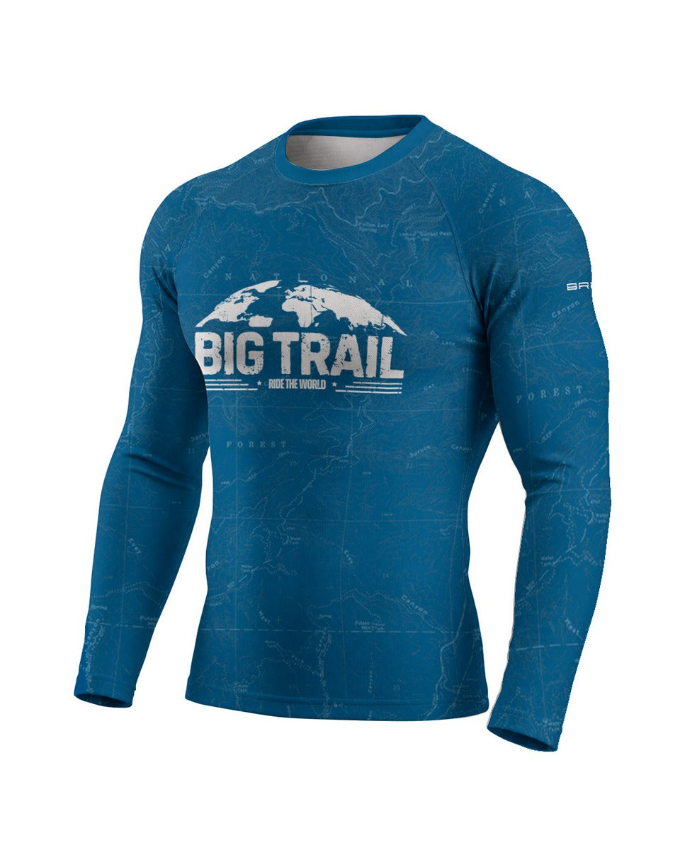 Camisa Motociclismo Brk Big Trail Explore the World Azul com Proteção UV50