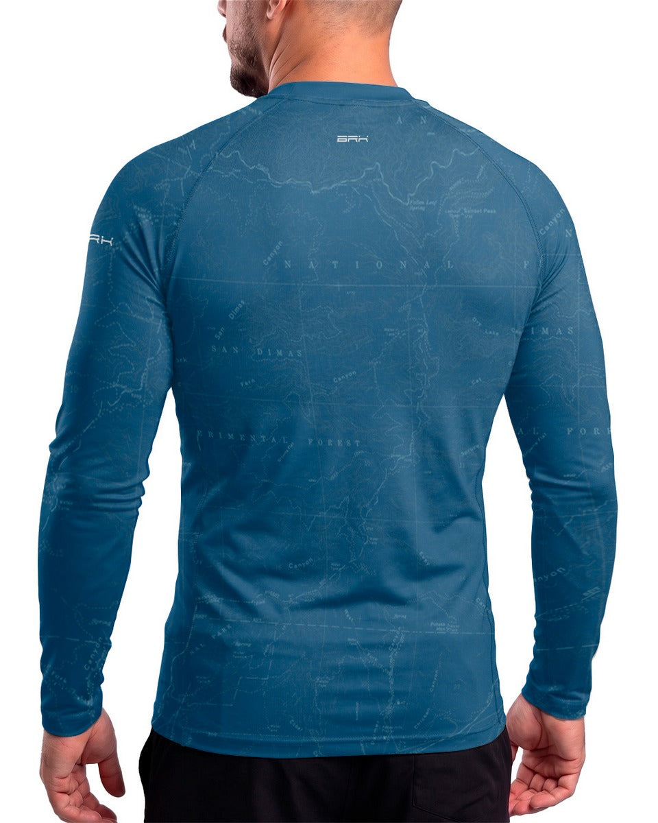 Camisa Motociclismo Brk Big Trail Explore the World Azul com Proteção UV50