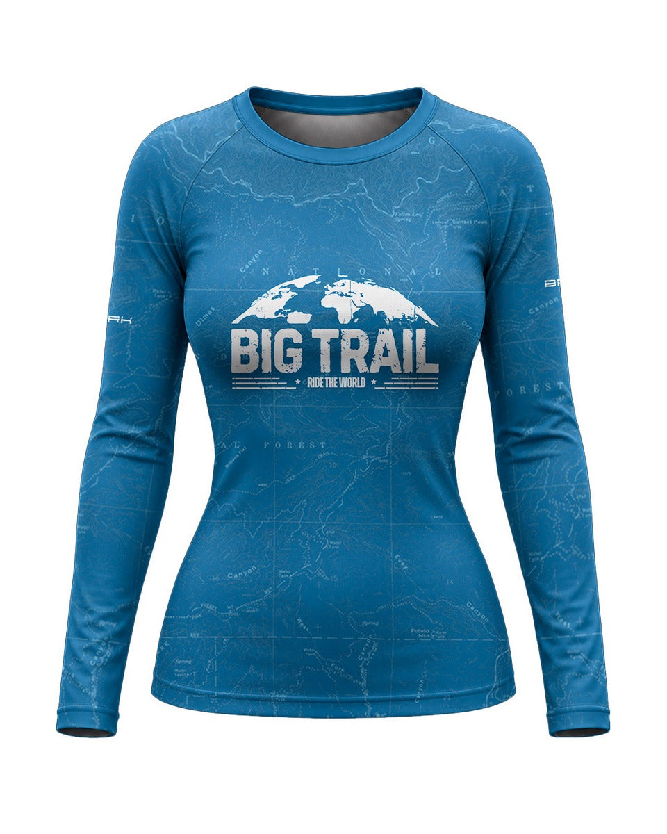 Camisa Motociclismo Feminina Brk Explore the World Azul com Proteção UV50