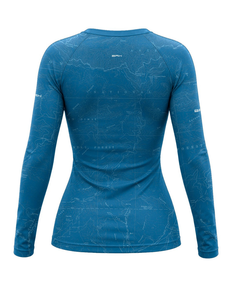 Camisa Motociclismo Feminina Brk Explore the World Azul com Proteção UV50