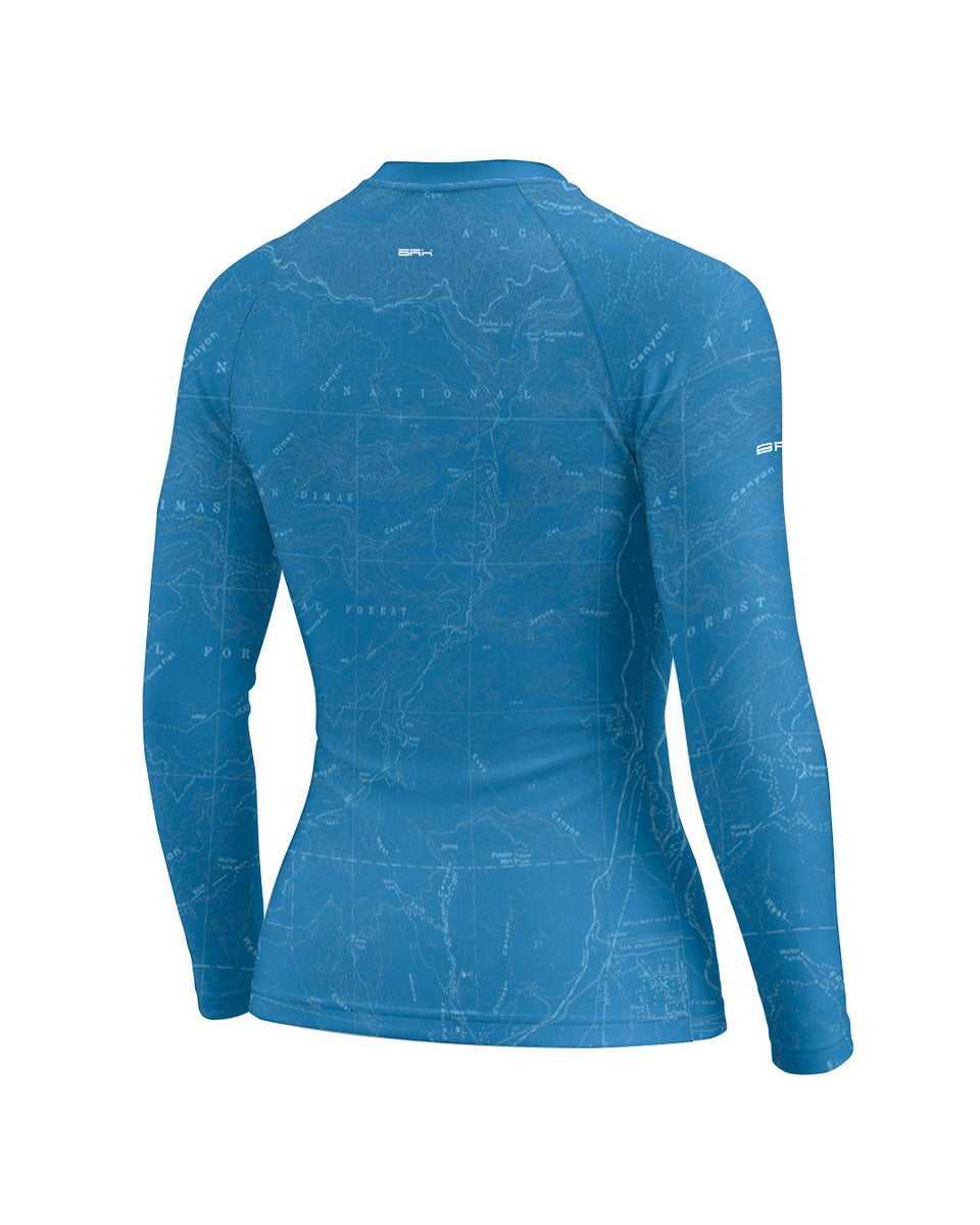 Camisa Motociclismo Feminina Brk Explore the World Azul com Proteção UV50