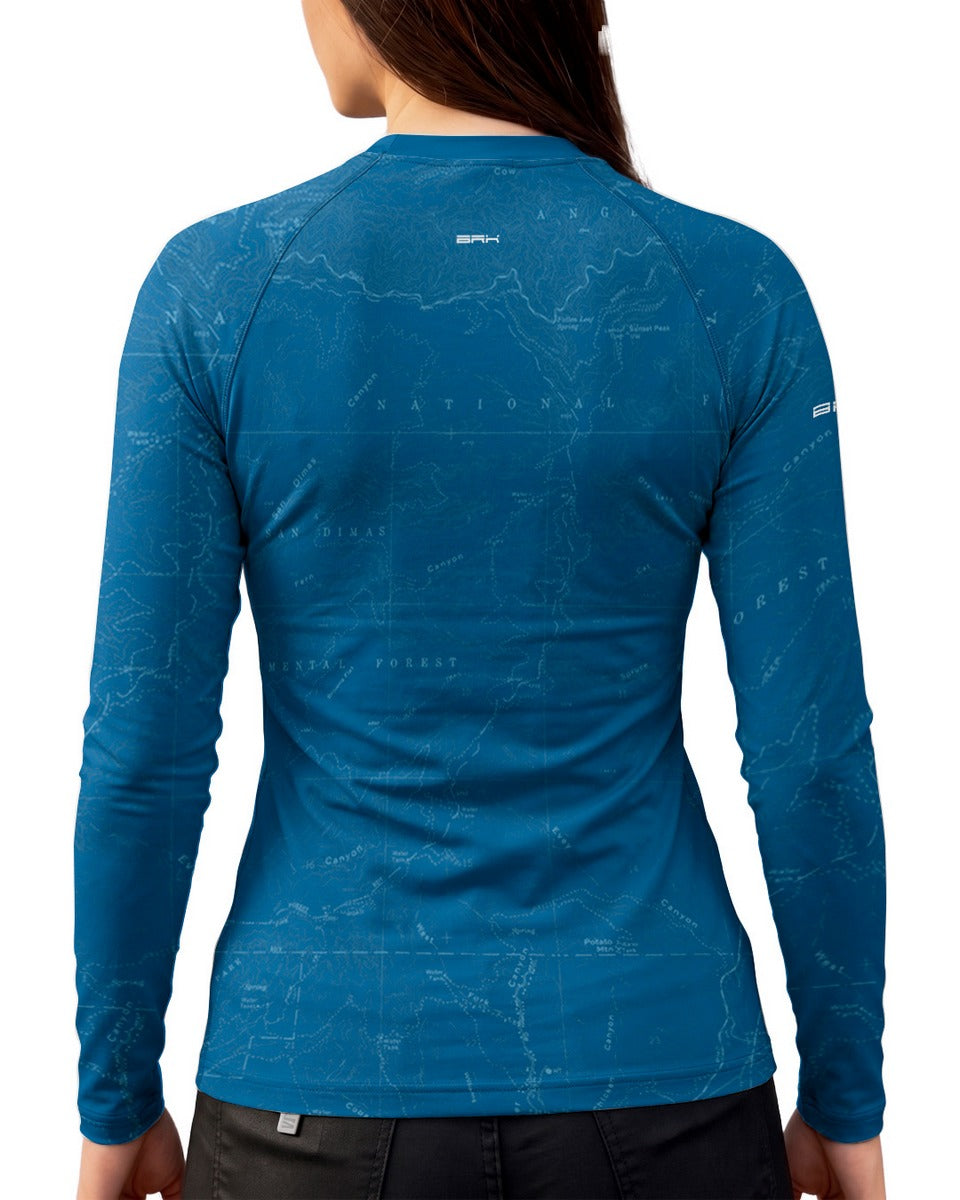Camisa Motociclismo Feminina Brk Explore the World Azul com Proteção UV50