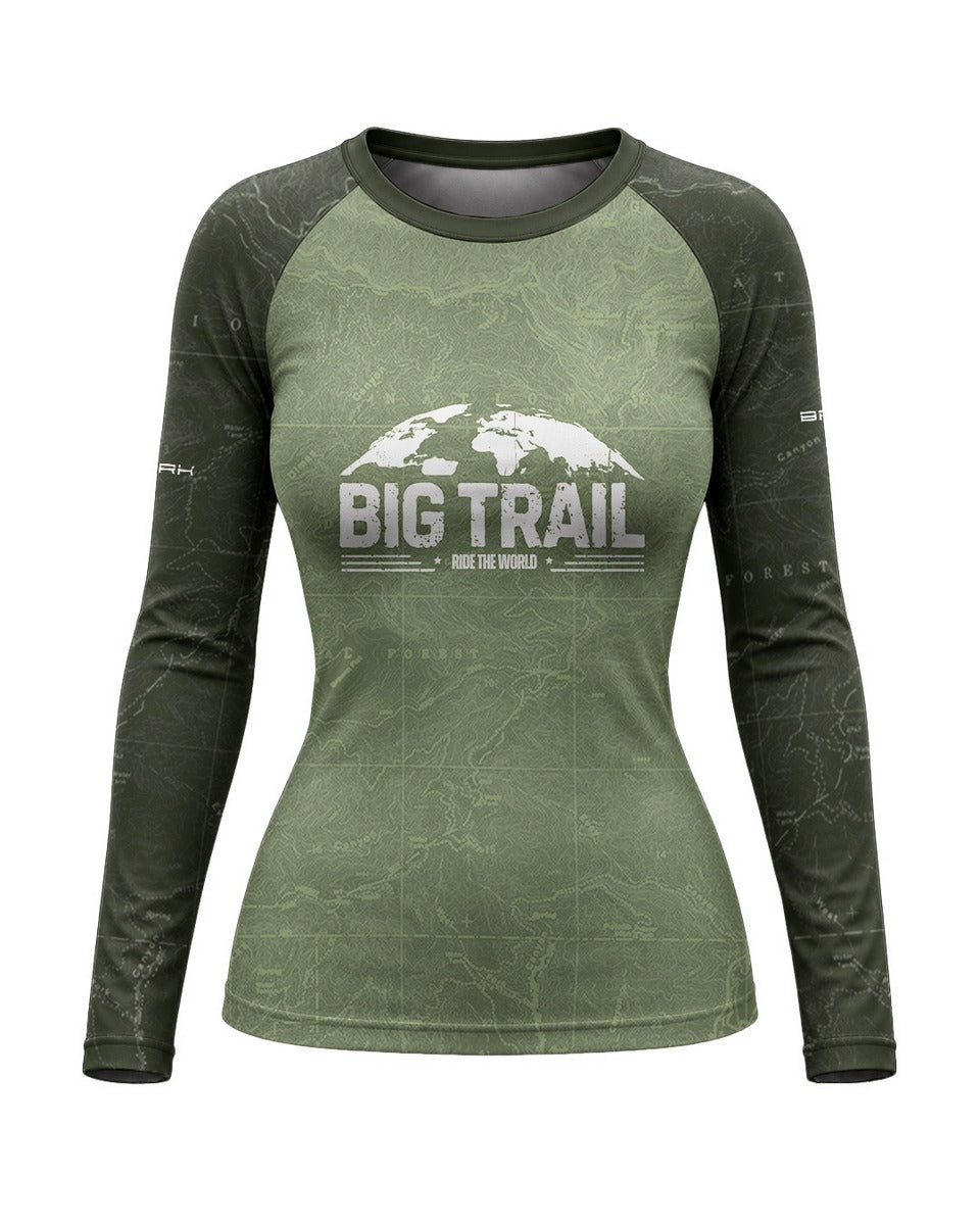 Camisa Motociclismo Feminina Brk Explore the World Verde com Proteção UV50