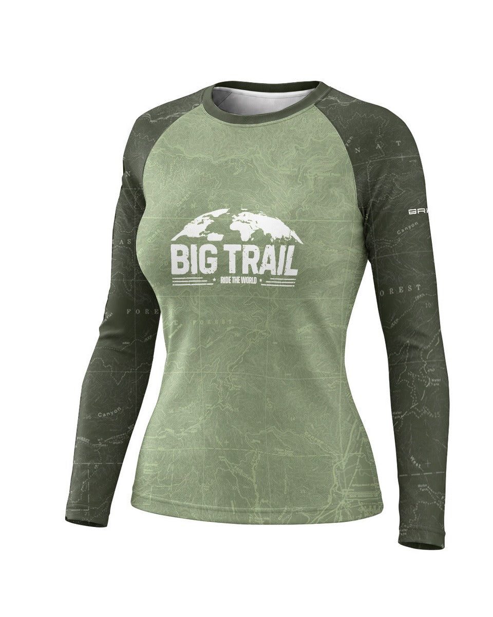 Camisa Motociclismo Feminina Brk Explore the World Verde com Proteção UV50