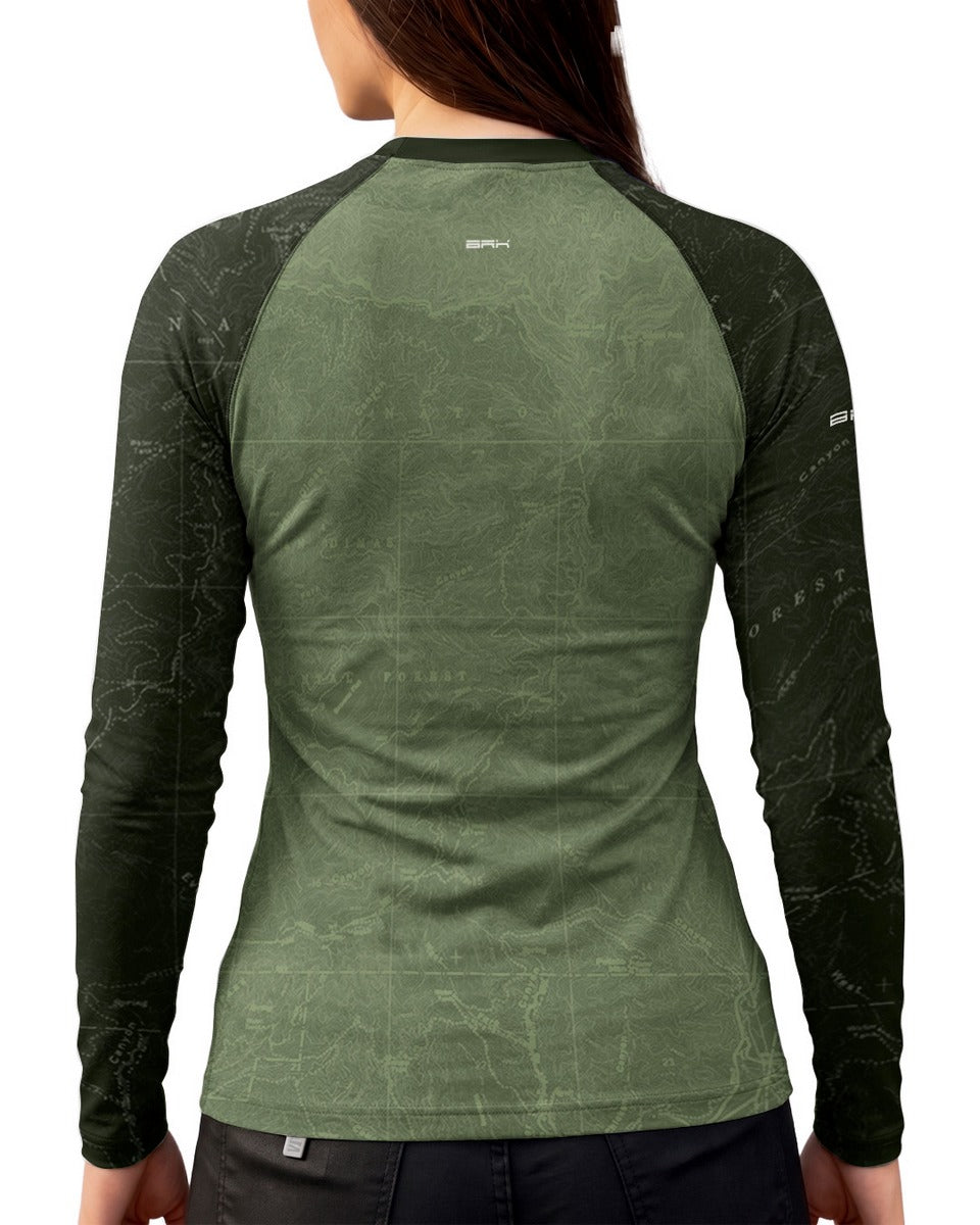 Camisa Motociclismo Feminina Brk Explore the World Verde com Proteção UV50