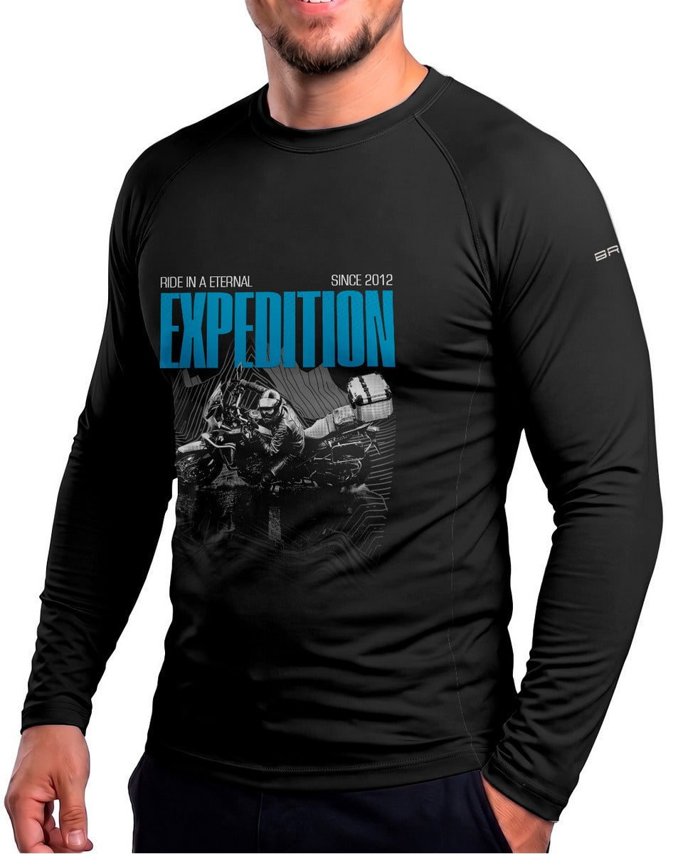Camisa Motociclismo Brk Eternal Expedition Preta com Proteção UV50
