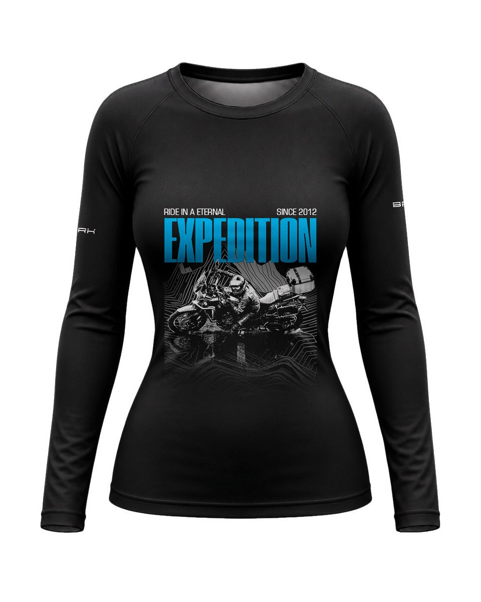 Camisa Motociclismo Feminina Brk Eternal Expedition Preta com Proteção UV50