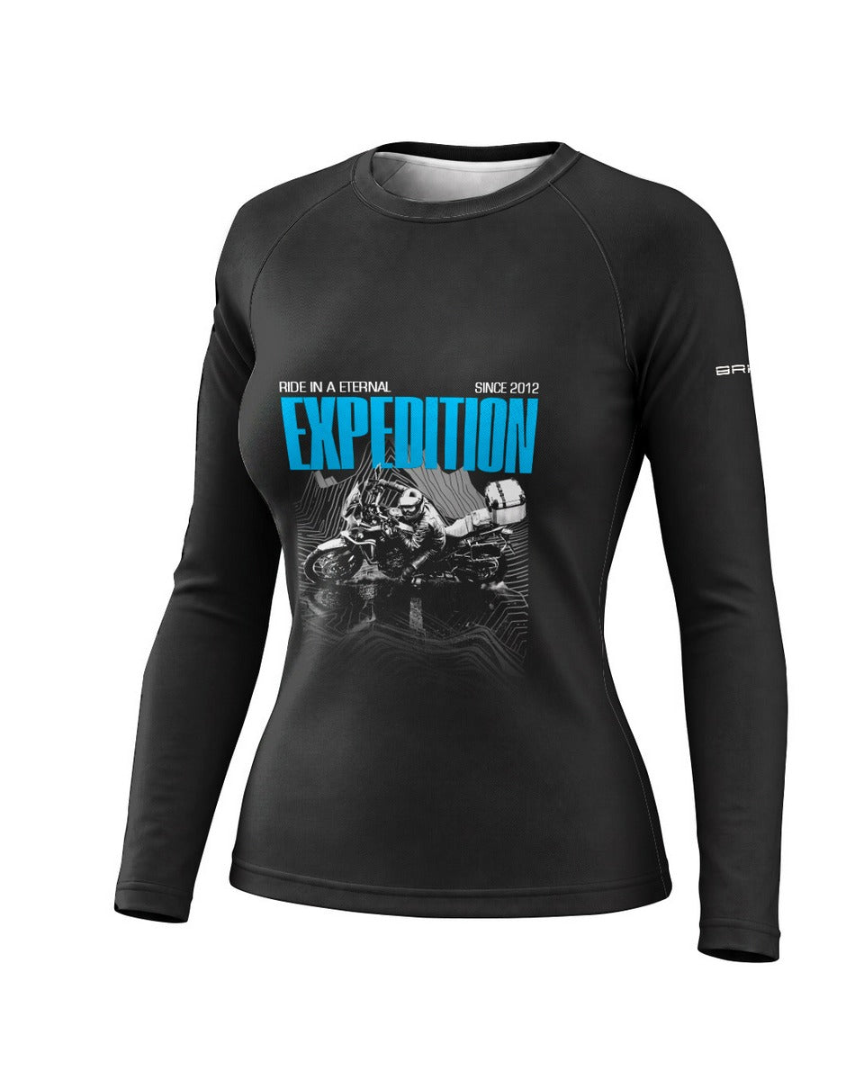 Camisa Motociclismo Feminina Brk Eternal Expedition Preta com Proteção UV50