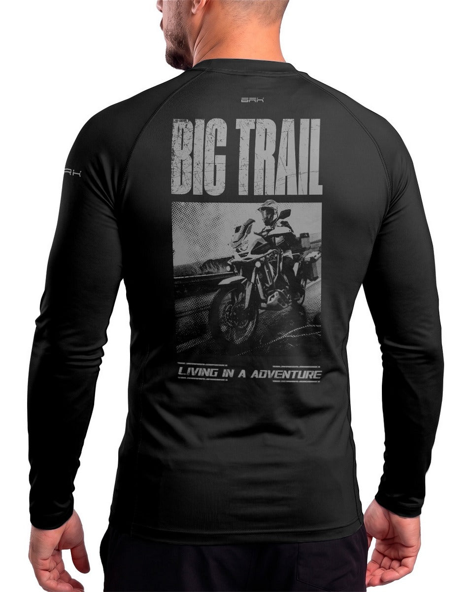Camisa Motociclismo Brk Living In Adventure Preta com Proteção UV50