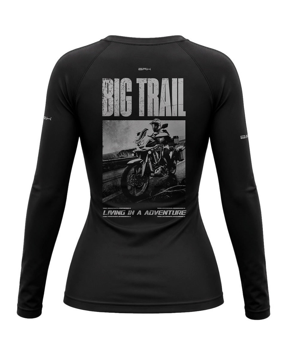 Camisa Motociclismo Feminina Brk Living In Adventure Preta com Proteção UV50