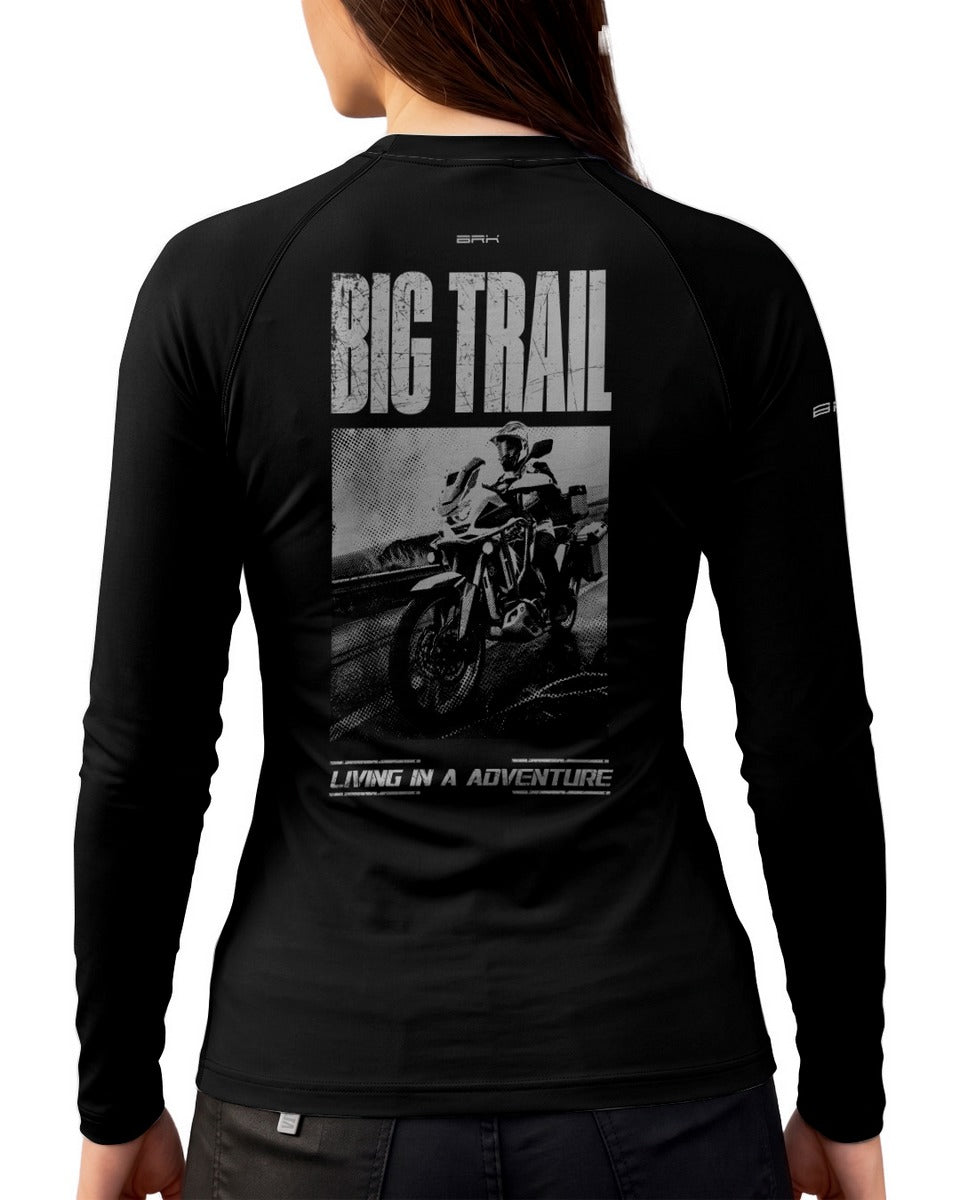 Camisa Motociclismo Feminina Brk Living In Adventure Preta com Proteção UV50