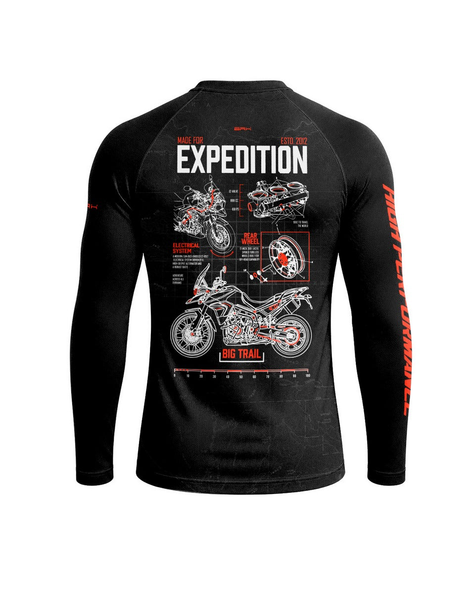 Camisa Motociclismo Brk Tiger 900 Living In Expedition Preta com Proteção UV50