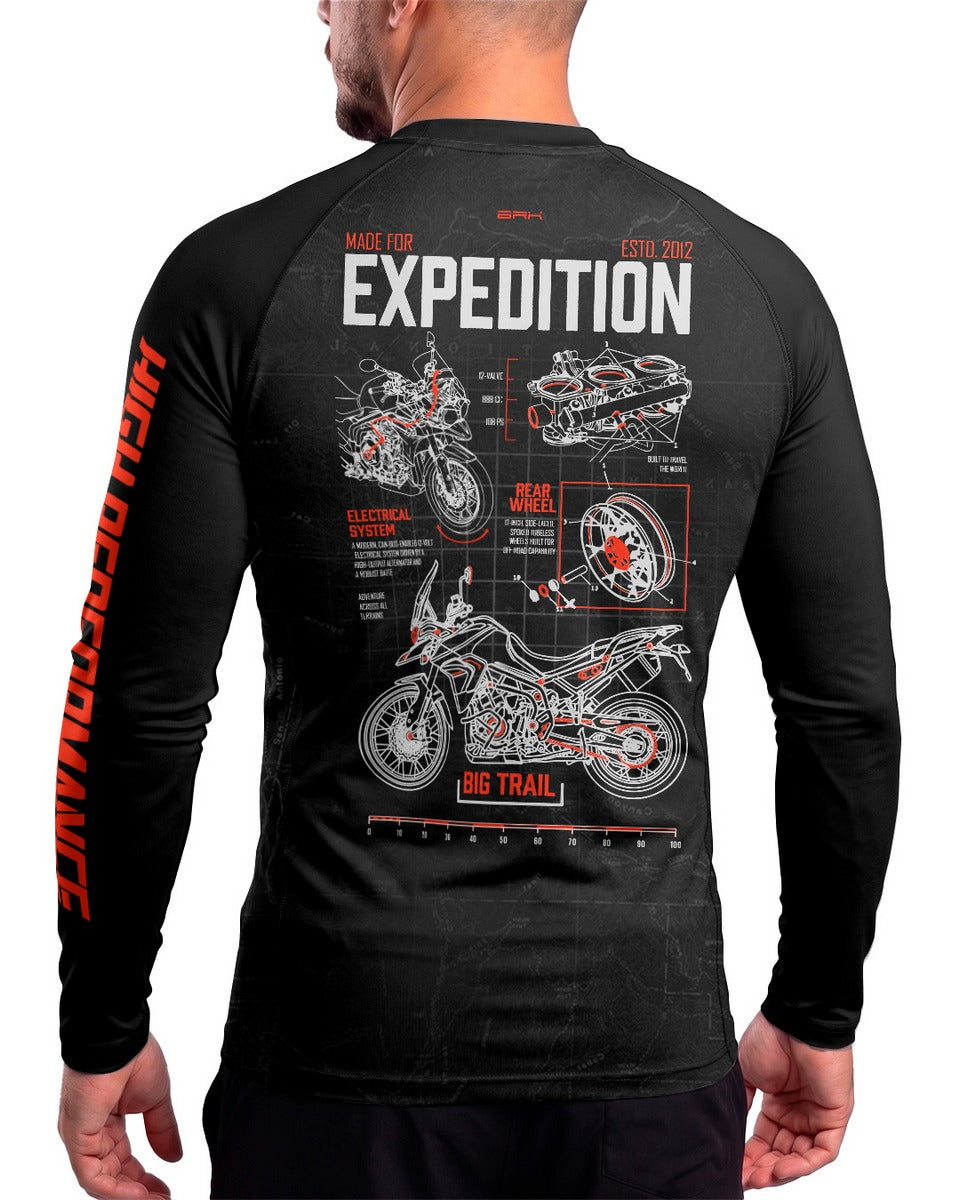 Camisa Motociclismo Brk Tiger 900 Living In Expedition Preta com Proteção UV50
