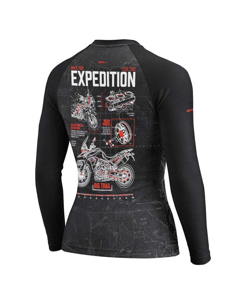 Camisa Motociclismo Feminina Brk Tiger 900 Living In Expedition Preta com Proteção UV50