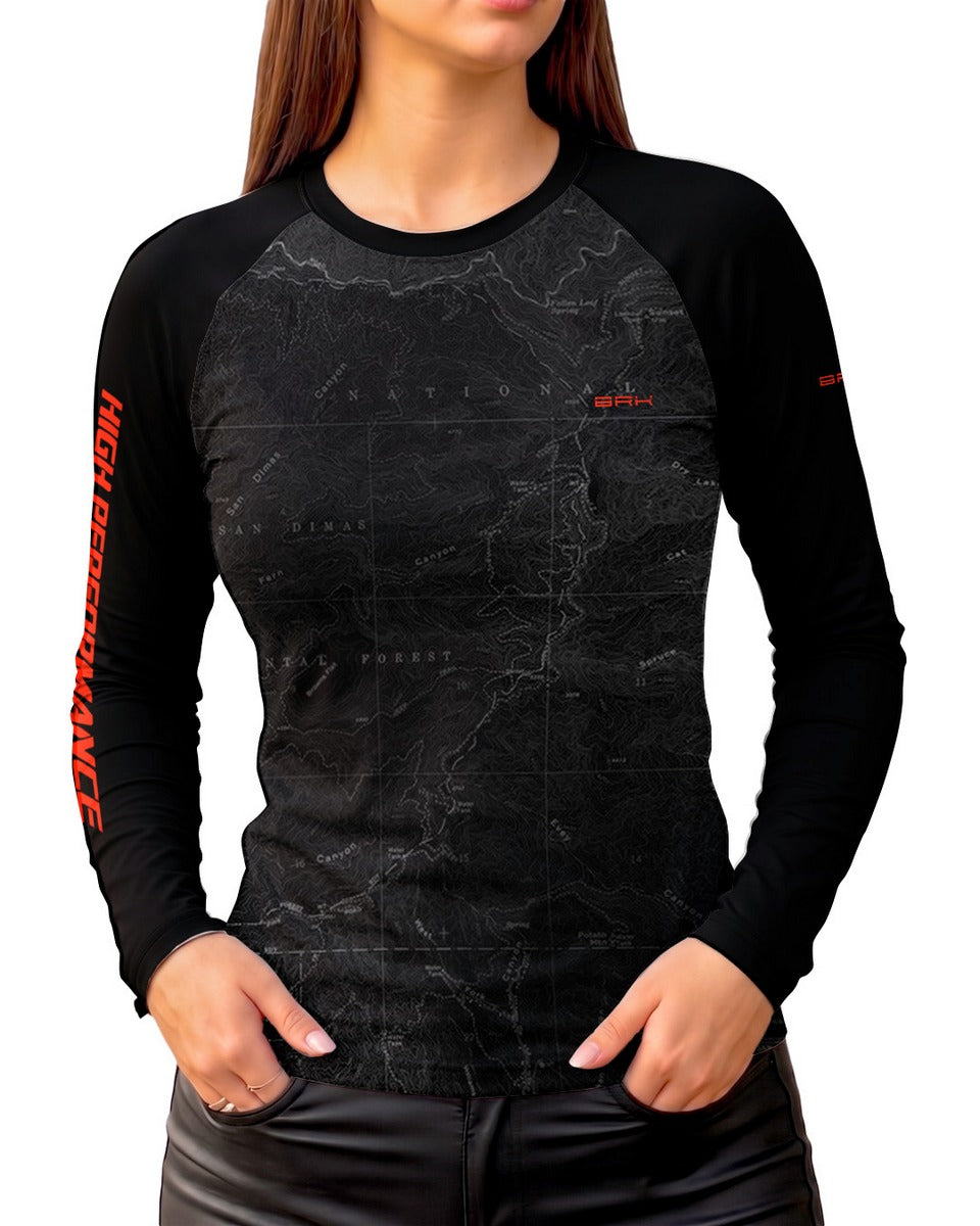 Camisa Motociclismo Feminina Brk Tiger 900 Living In Expedition Preta com Proteção UV50