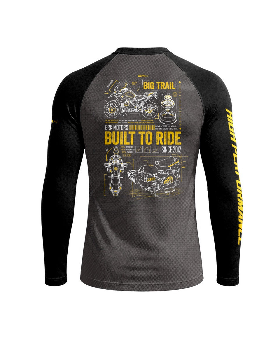 Camisa Motociclismo Brk GS R1300 Adventure Blueprint Cinza com Proteção UV50