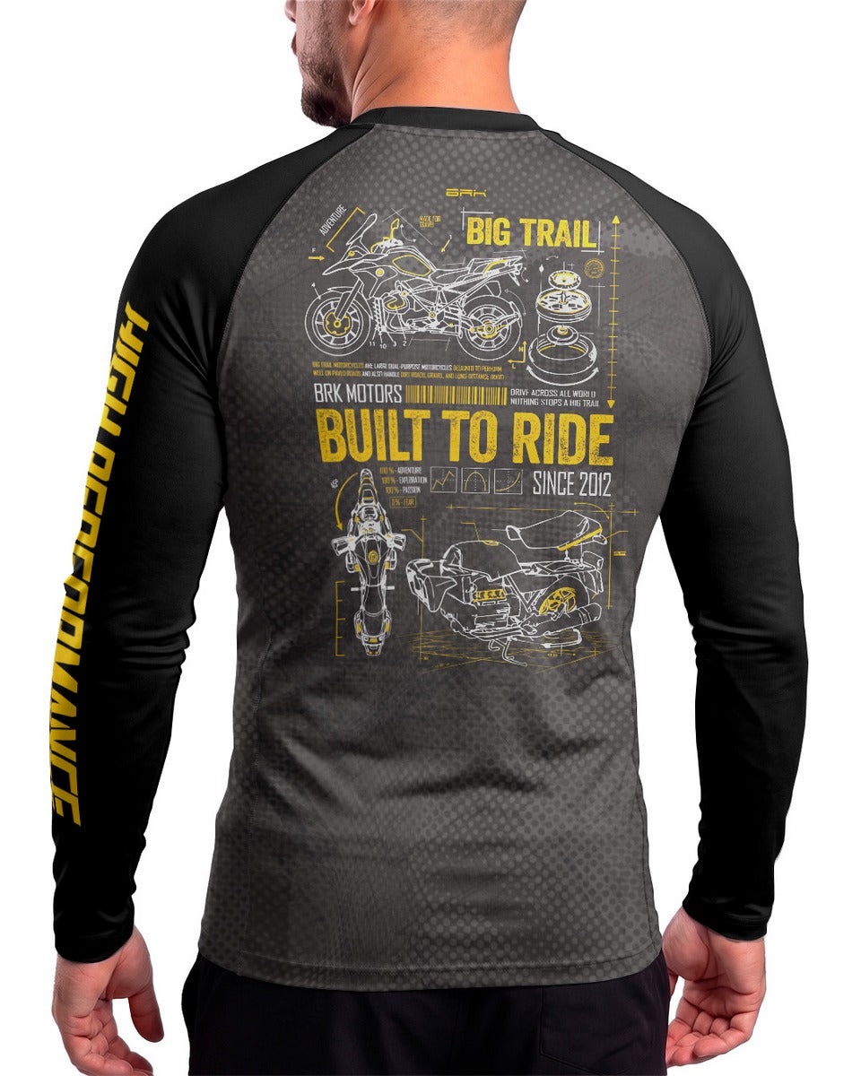 Camisa Motociclismo Brk GS R1300 Adventure Blueprint Cinza com Proteção UV50