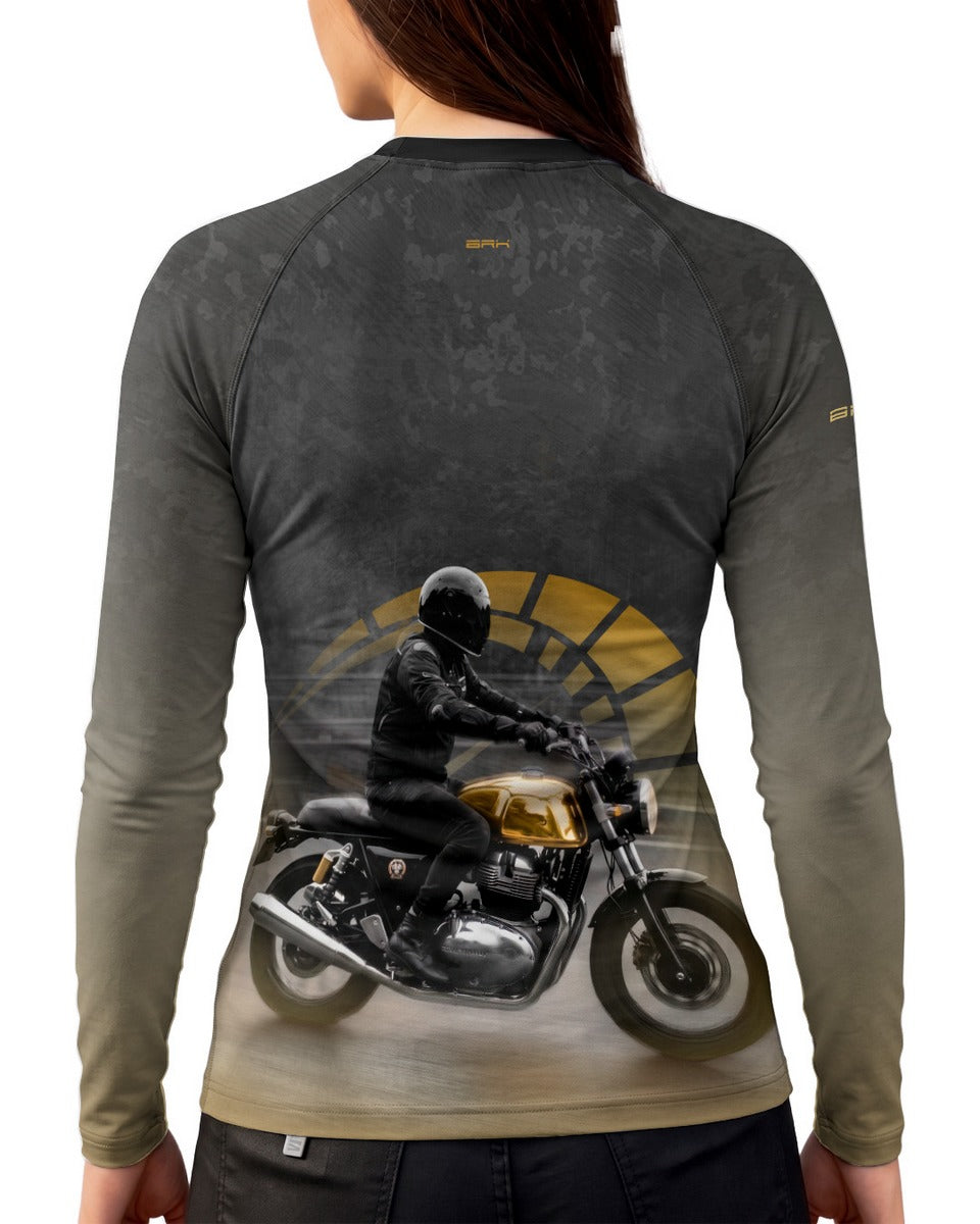 Camisa UV50 Segunda Pele Feminina Brk Royal Enfield Hunter350 Custom com UV50+