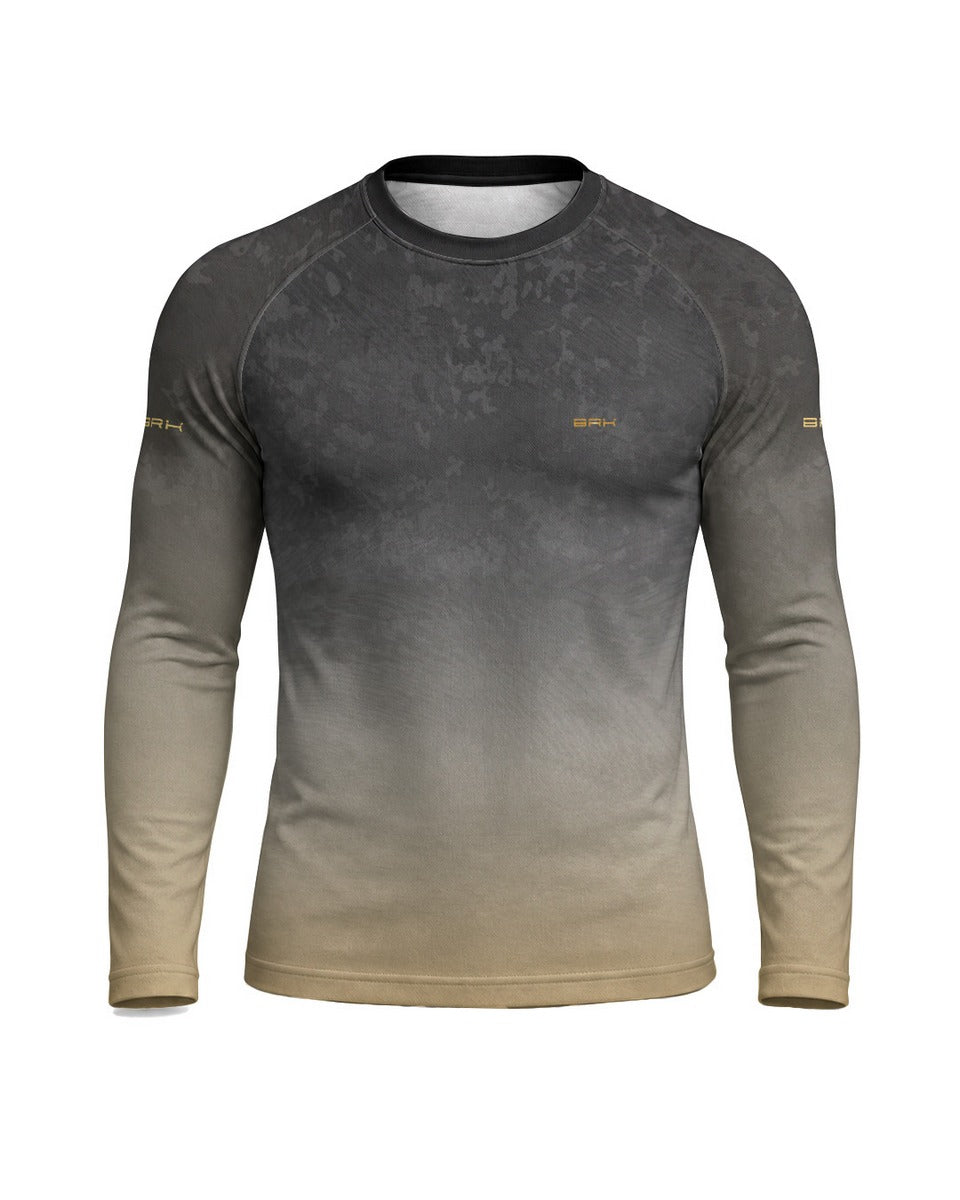 Camisa UV50 Segunda Pele Brk Custom Hunter Minimalista Dourado e Cinza com UV50+