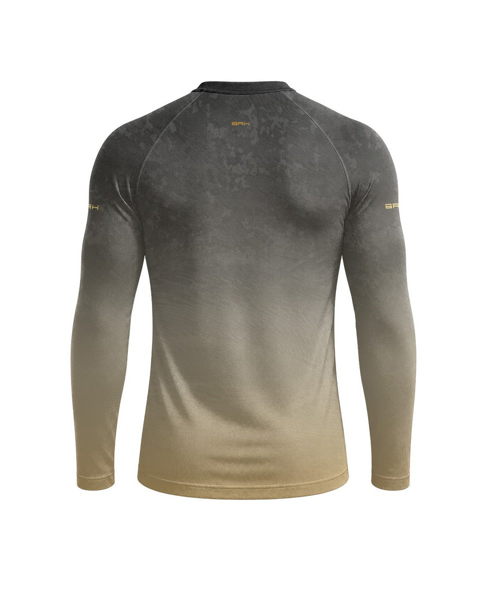 Camisa UV50 Segunda Pele Brk Custom Hunter Minimalista Dourado e Cinza com UV50+