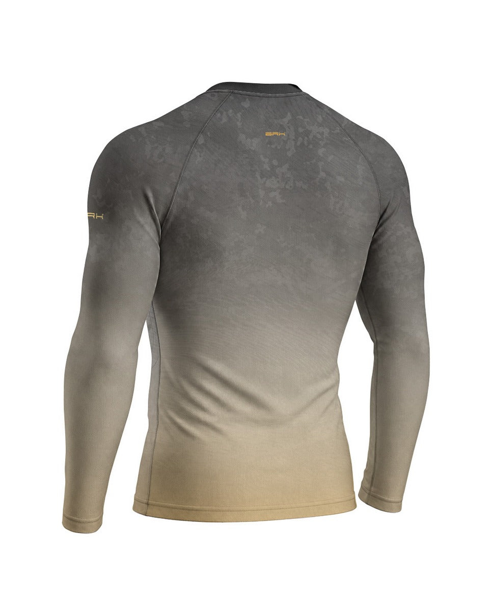 Camisa UV50 Segunda Pele Brk Custom Hunter Minimalista Dourado e Cinza com UV50+