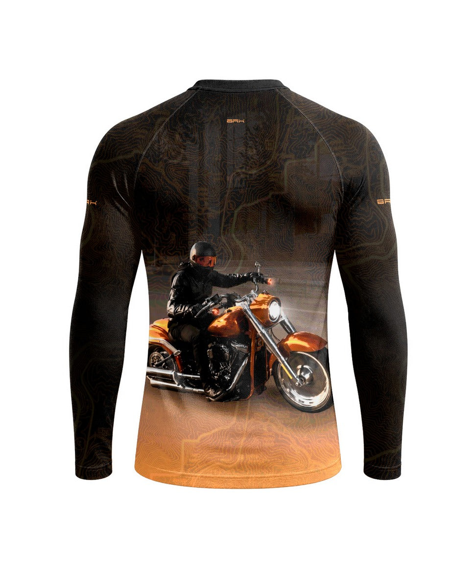 Camisa UV50 Segunda Pele Brk Custom Fat Boy Harley Laranja com UV50+