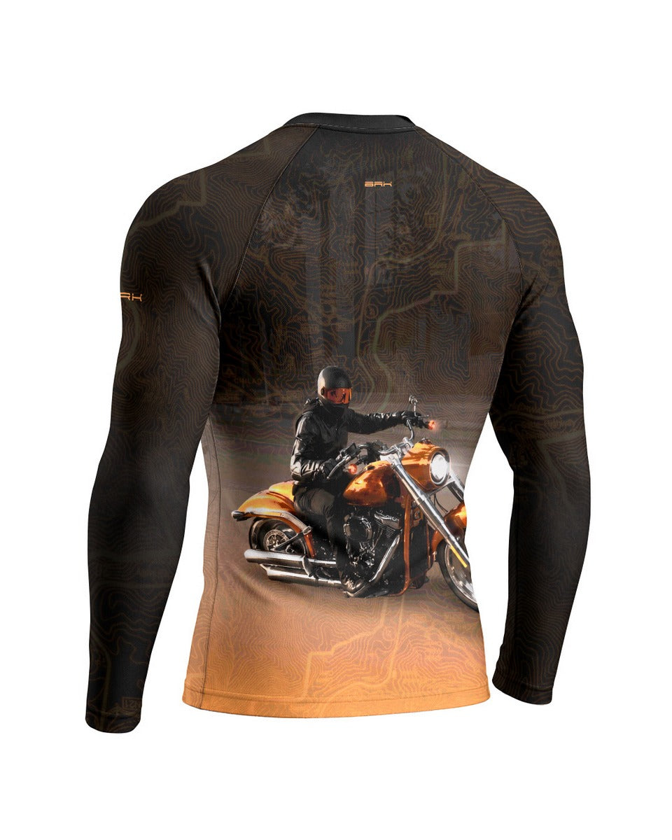 Camisa UV50 Segunda Pele Brk Custom Fat Boy Harley Laranja com UV50+