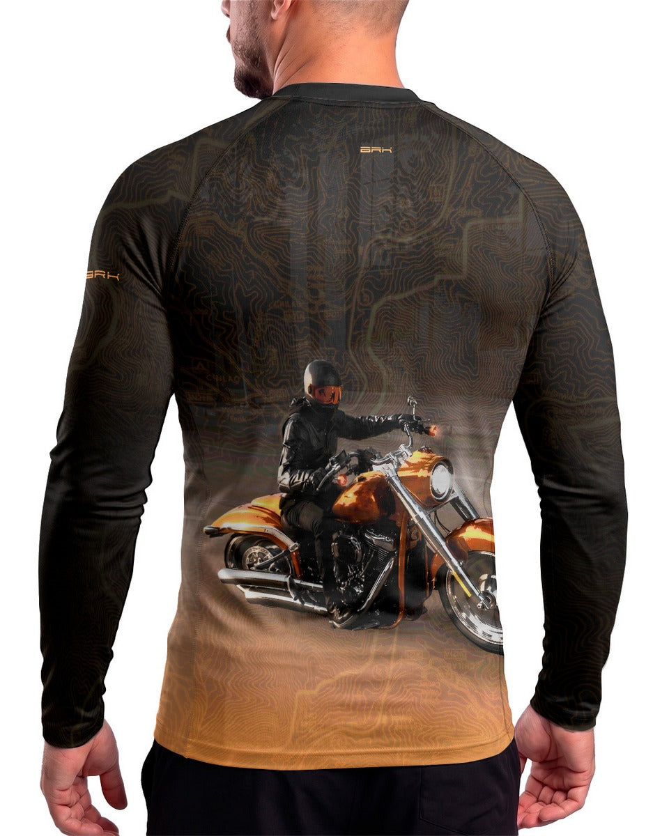Camisa UV50 Segunda Pele Brk Custom Fat Boy Harley Laranja com UV50+