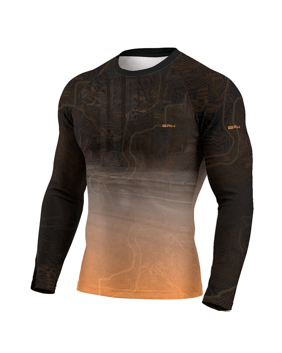 Camisa UV50 Segunda Pele Brk Custom Fat Boy Harley Laranja Minimalista com UV50+