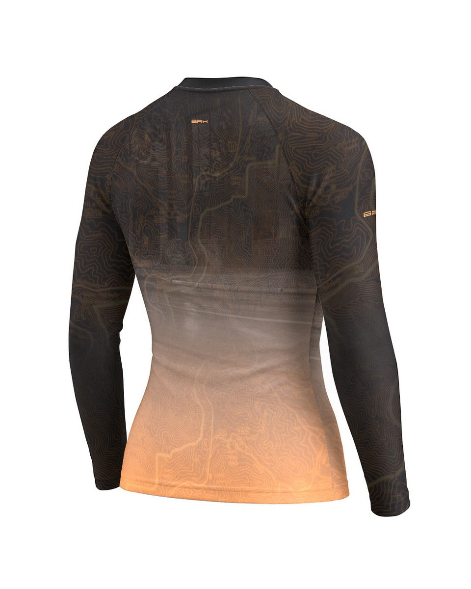 Camisa UV50 Segunda Pele Feminina Brk Custom Fat Boy Harley Laranja Minimalista com UV50+