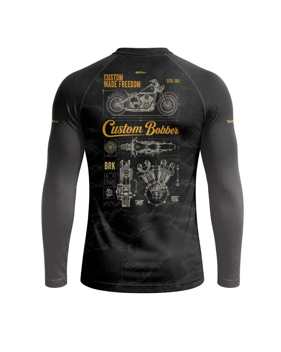 Camisa UV50 Segunda Pele Brk Custom Bobber Blueprint Dourado e Preto com UV50+