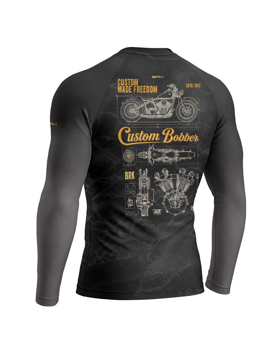 Camisa UV50 Segunda Pele Brk Custom Bobber Blueprint Dourado e Preto com UV50+