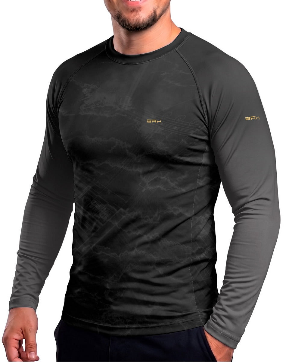 Camisa UV50 Segunda Pele Brk Custom Bobber Blueprint Dourado e Preto com UV50+