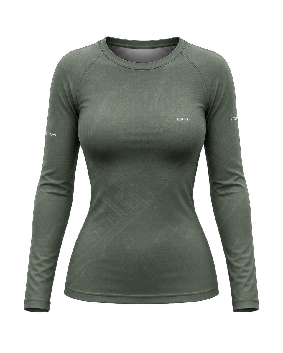 Camisa UV50 Segunda Pele Feminina Brk Custom 350  Blueprint Verde com UV50+