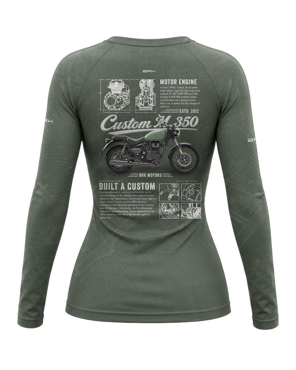 Camisa UV50 Segunda Pele Feminina Brk Custom 350  Blueprint Verde com UV50+