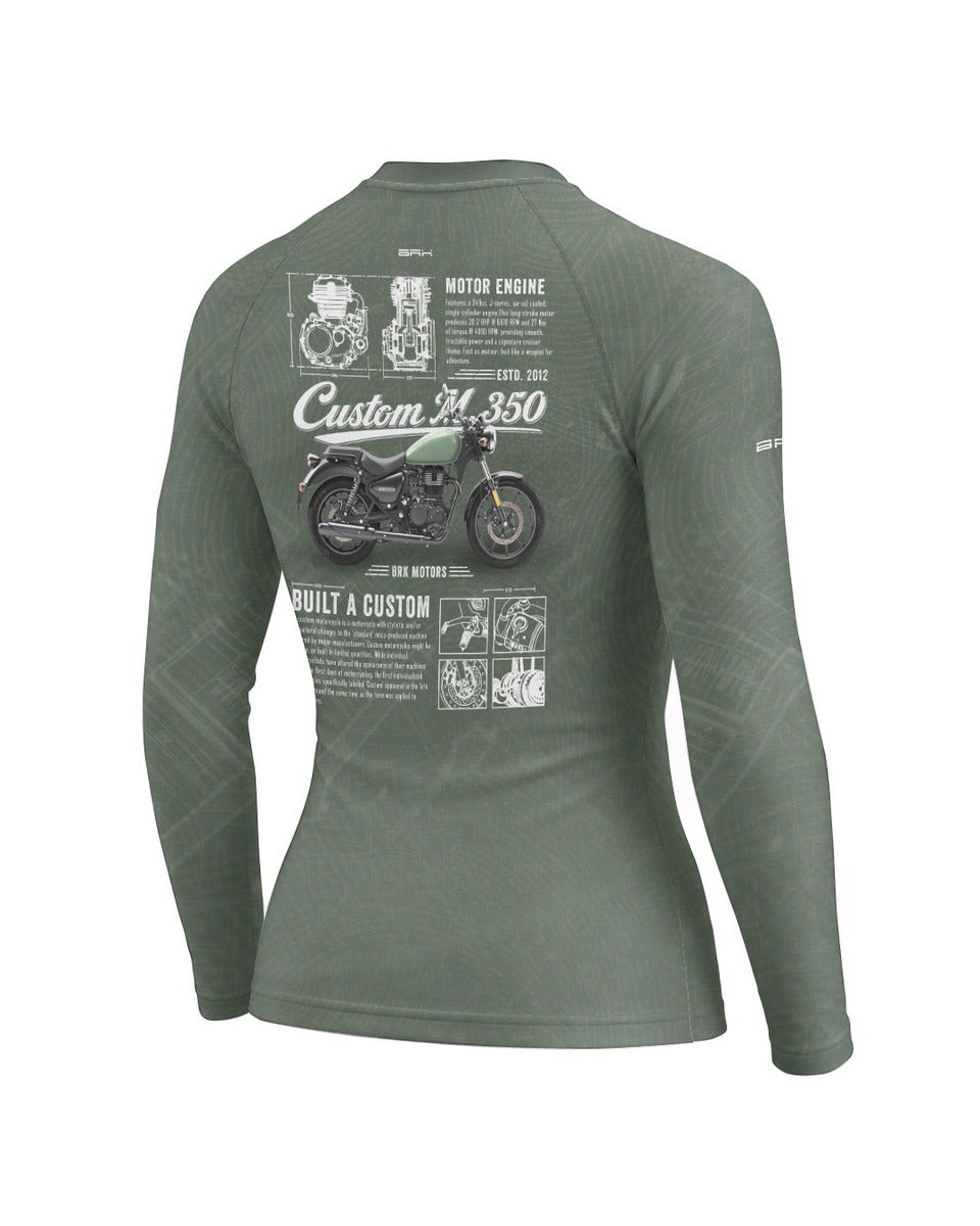 Camisa UV50 Segunda Pele Feminina Brk Custom 350  Blueprint Verde com UV50+