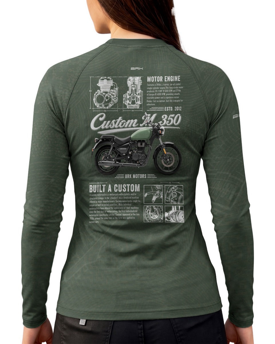 Camisa UV50 Segunda Pele Feminina Brk Custom 350  Blueprint Verde com UV50+