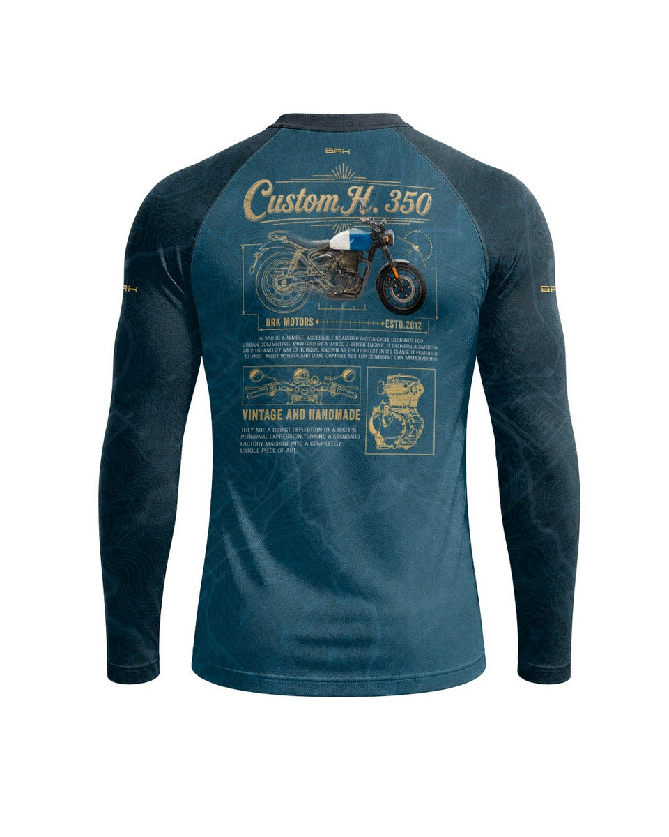 Camisa UV50 Segunda Pele Brk Custom Hunter 350 Azul e Dourado com UV50+