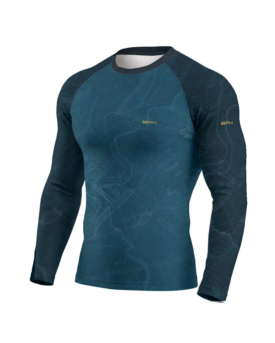 Camisa UV50 Segunda Pele Brk Custom Hunter 350 Azul e Dourado com UV50+